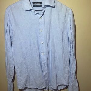 Saks Fifth Avenue Light Blue Linen Button-Down Shirt